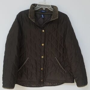 Chaps Ralph Lauren Coat Womens 1X  Quilted Barn Jacket Corduroy Trim Chore Work